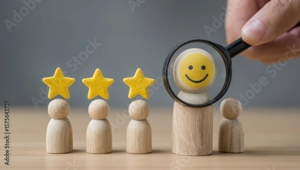 Fototapeta Magnifying a happy customer