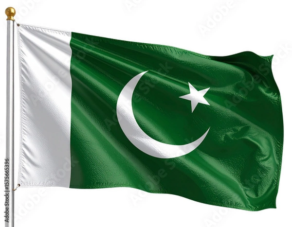 Obraz  Angled 3D Pakistani Flag Illustration with Motion Effect, Transparent Background.