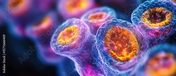 Obraz Timelapse style image of mitosis in bright colors