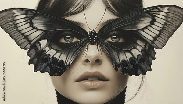 Obraz Woman with butterfly wings and sharp eyes