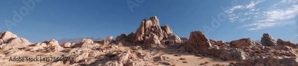 Fototapeta Panoramic 360 degrees hdr view of rock formations in desert landscape nature environment