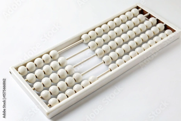 Obraz White Abacus with Off White Beads Top Down View counting beads