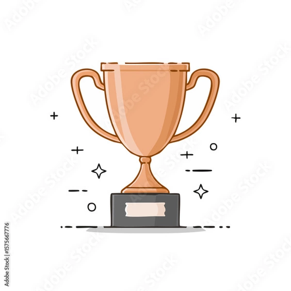 Obraz Illustration of a Bronze Trophy on a Dark Background Symbolizing Victory and Achievement Celebration