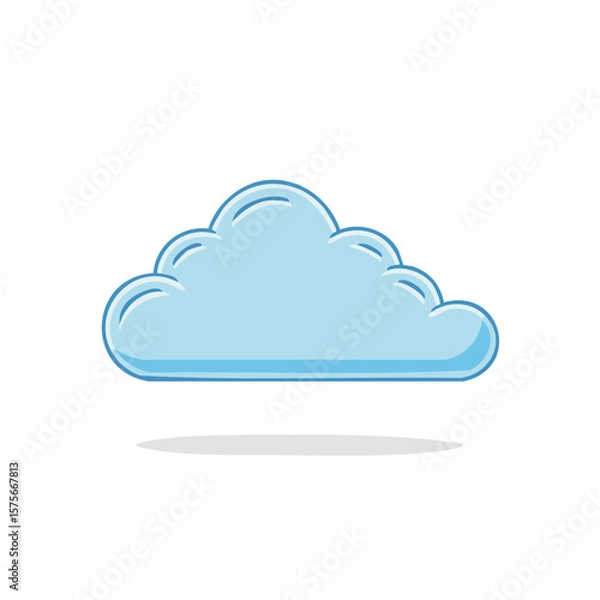 Obraz Cartoon illustration of a single light blue cloud with shadow on a black background.