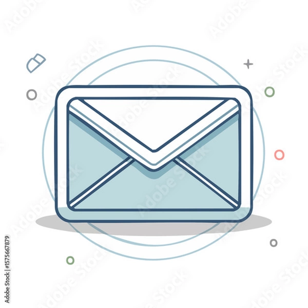 Obraz Stylized Email Envelope Icon, Modern Communication, Blue, White, and Dark Blue Colors, Isolated on Black