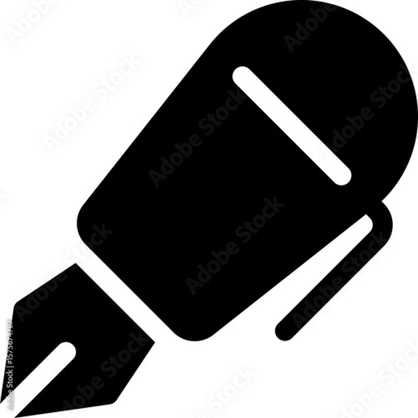 Obraz Elegant graphic icon depicting a classic fountain pen, symbolizing writing, creativity, education, and professional communication tools for digital design projects and web applications