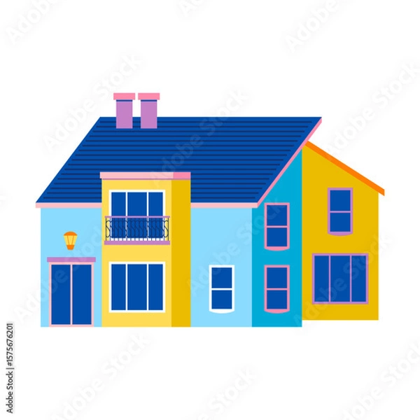Obraz Vector illustration of urban and suburban buildings, real estate and architecture.