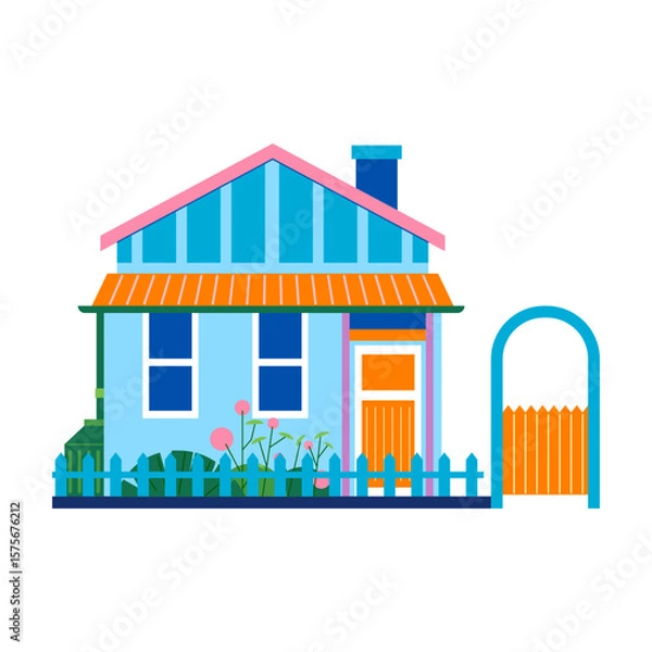 Obraz Vector illustration of urban and suburban buildings, real estate and architecture.