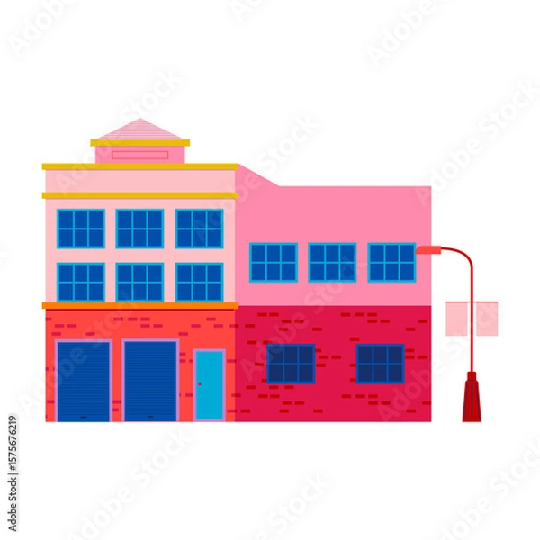 Obraz Vector illustration of urban and suburban buildings, real estate and architecture.