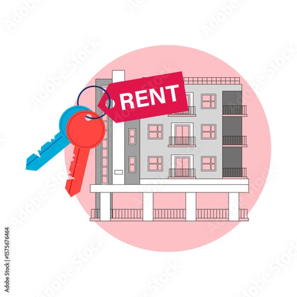 Obraz Vector illustration of urban and suburban buildings, real estate and architecture.