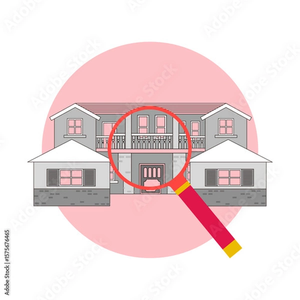 Obraz Vector illustration of urban and suburban buildings, real estate and architecture.