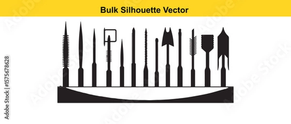 Fototapeta Bulk Silhouette Vector of Various Tools in Black and White Design