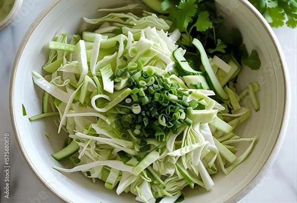 Fototapeta Refreshing Cabbage Salad Recipe Simple, Healthy, and Delicious