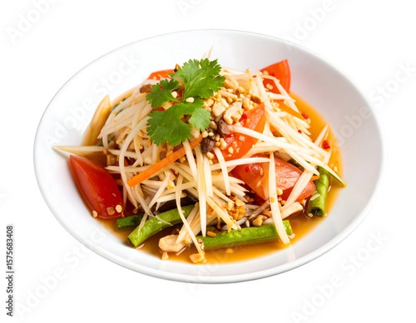 Fototapeta Som Tam Thai close up overhead view
