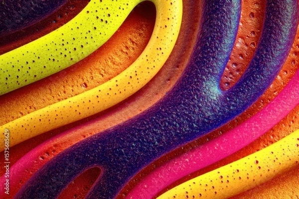Fototapeta A colorful, abstract painting with a lot of texture and swirls