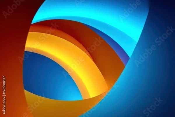 Fototapeta A colorful abstract design with blue, orange, and yellow stripes