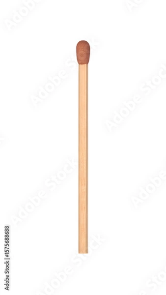 Fototapeta Single matchstick close up macro shot on black background for fire safety and camping equipment needs on transparent background