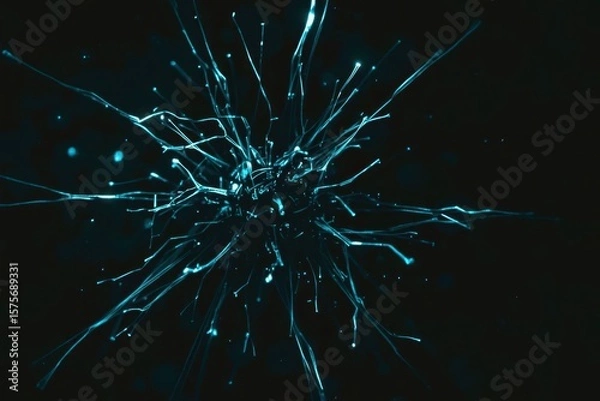 Fototapeta A blue and black image of a brain with many branches
