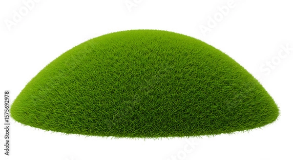 Obraz A perfectly rounded dome shape covered in lush green grass blades presented isolated on white background for versatile use