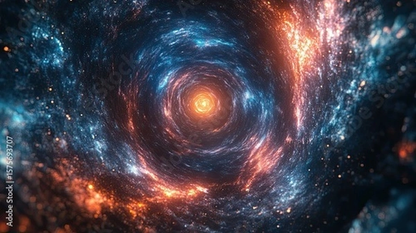 Fototapeta Vivid cosmic tunnel with swirling colors, glowing stars, and deep space energy, sci-fi and futuristic background concept