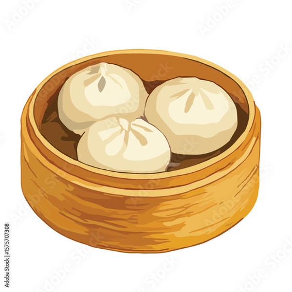 Fototapeta Steamed Buns (Baozi) water color vector