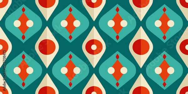 Fototapeta Seamless red and white floral pattern for elegant textile design and decorative wallpaper
