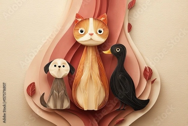 Fototapeta Charming Woodland Friends Enjoy a Cozy Gathering in a Whimsical Setting Generative AI