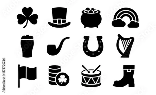 Obraz St. patrick's day icons: shamrock, leprechaun, rainbow