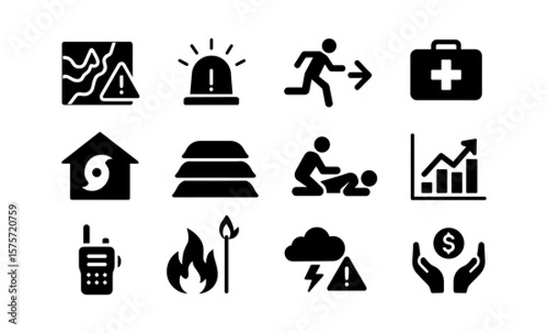 Obraz Essential disaster mitigation symbols for emergency preparedness