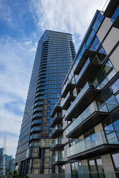 Obraz London - 06 21 2022: View of the skyscraper on Waterfront Dr in Chelsea Waterfront