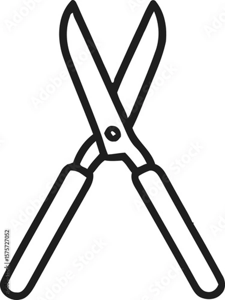 Fototapeta Prunin shear grass clipper garden tool vector illustration. Blade shears, pruning shears with rubber grips line art editable icon 