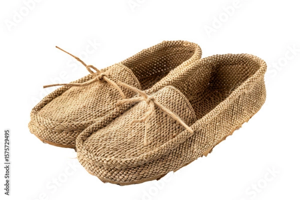 Obraz Pair of espadrilles shown clearly on transparent background with shadow