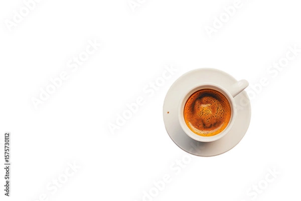 Obraz Espresso in ceramic mug displayed on clear transparent background