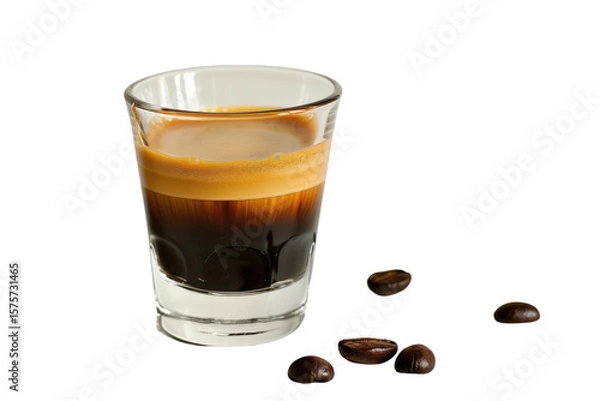 Obraz Espresso shot with crema top isolated on transparent background