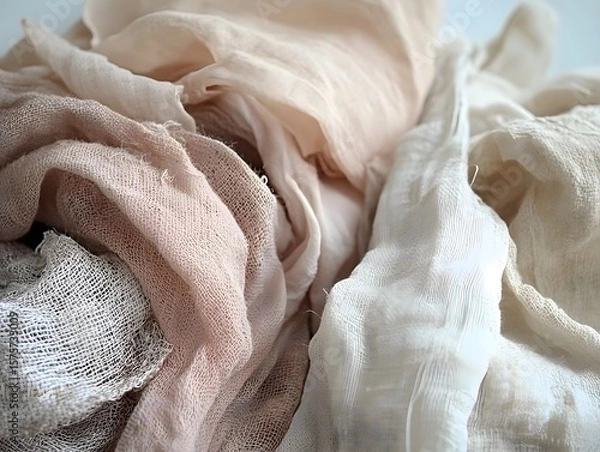 Fototapeta Soft Peach and Beige Gauze Fabric Texture Background