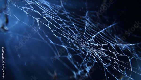 Fototapeta Intricate Spider Web on Deep Blue Background