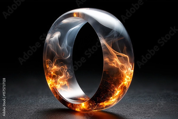 Fototapeta Sleek Flame Ring With Glossy Outer Shell