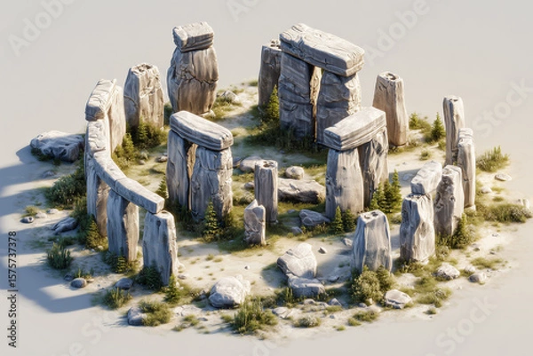 Fototapeta Top-Down View of Stonehenge in Winter Scene