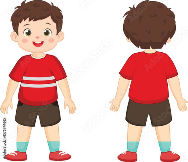 Obraz Cute Boy is standing front and back pose