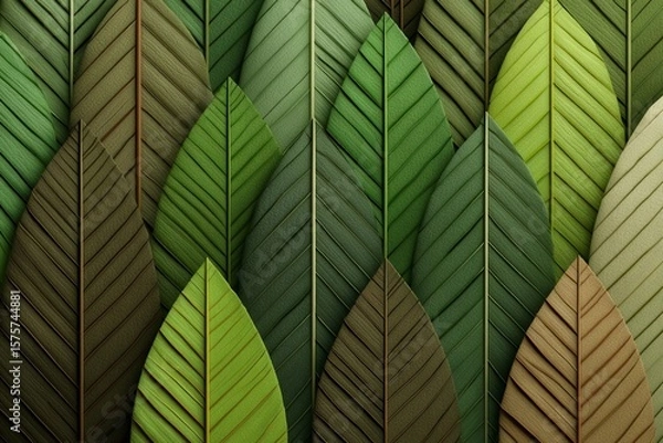 Fototapeta Leaf Chevron Pattern Showcases Nature's Colors in an Artistic Display Generative AI
