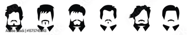 Obraz Set of Men Hairstyle Icons, Men Hairstyle Icon Set
Collection of men's hairstyles and beards silhouette vector art. vector illustration
