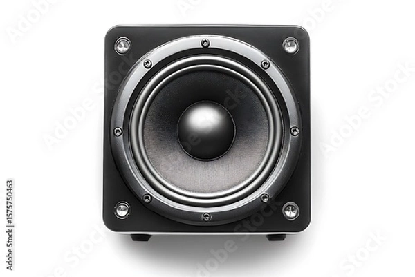 Fototapeta A square speaker with a single driver isolated on a white background