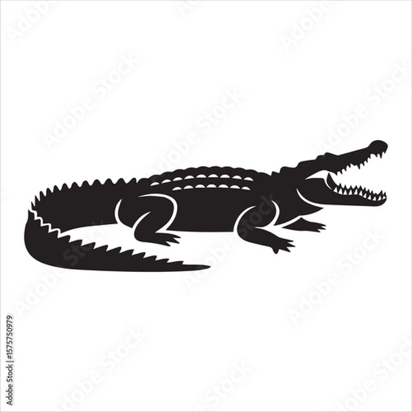 Obraz  Stylized Crocodile Black Silhouette Vector 