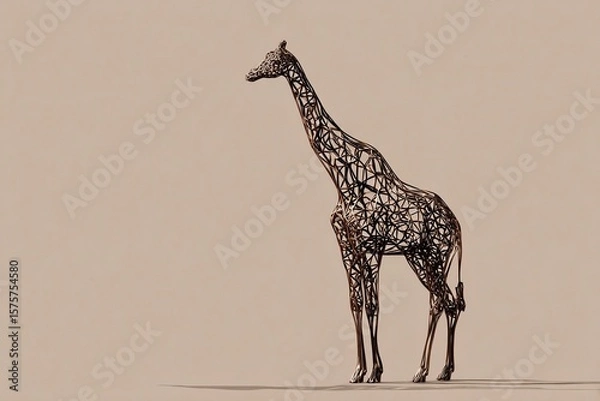 Fototapeta Elegant Giraffe Sculpture Standing Gracefully in a Minimalist Setting Generative AI