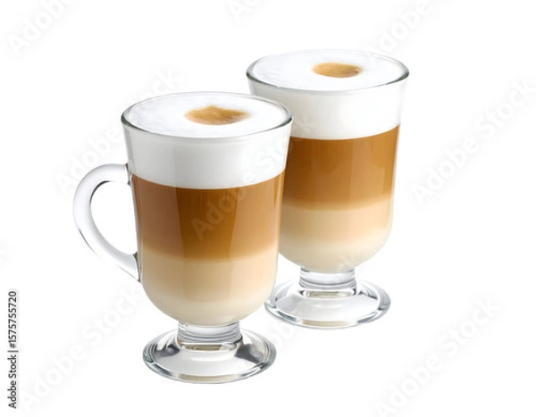 Obraz Two layered lattes against black background