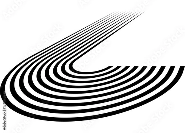 Fototapeta Sport vector pattern of black retro lines on a white background. Striped pattern for car body, sportswear, toy. Vector background