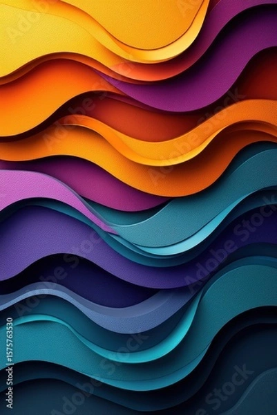 Fototapeta Abstract colorful waves layered in vibrant gradients of orange, purple, and blue