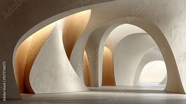 Fototapeta Abstract biomorphic architectural background with flowing walls