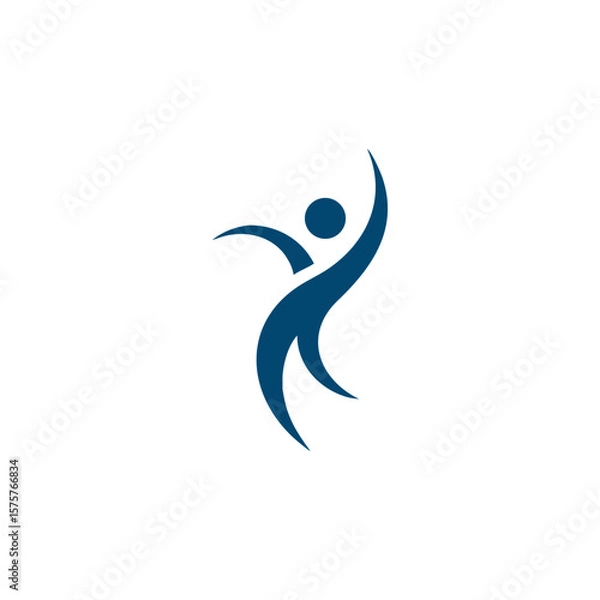 Fototapeta Eco wellness and healthcare logo design-abstract with green leaves and human silhouette with circular emblem. Symbolizes health, nature, care, and sustainability. Ideal for health