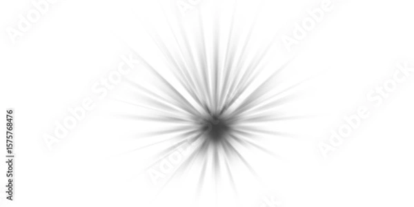 Fototapeta Abstract single grey light flare and starburst png. A versatile smoky effect or subtle highlight element isolated on a transparent background for any design. PNG.